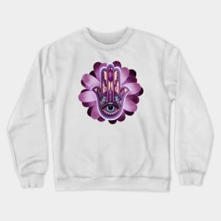 Violet Evil Eye Hamsa Crewneck Sweatshirt